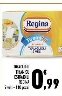 Conad Tovaglioli tiramisu estraibili 110 pezzi offerta