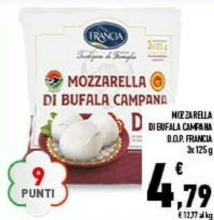 Conad Superstore Francia mozzarella di bufala campana 375 g offerta