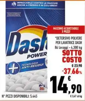 Conad DETERSIVO POLVERE PER LAVATRICE DASH 86 lavaggi - 4,300 kg offerta