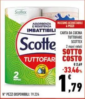 Conad CARTA DA CUCINA TUTTOFARE SCOTTEX 2 maxi rotoli offerta