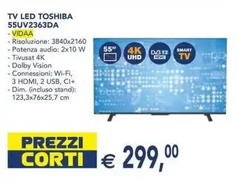 Esselunga TV LED TOSHIBA 55UV2363DA - VIDAA offerta