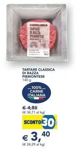 Esselunga TARTARE CLASSICA DI RAZZA PIEMONTESE 140 g offerta