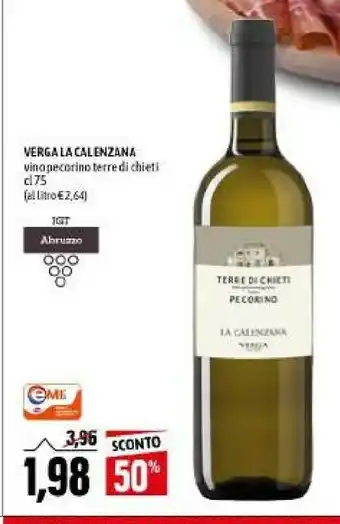 Emi Supermercati Verga la calenzana vino pecorino terre di chieti 750 ml offerta
