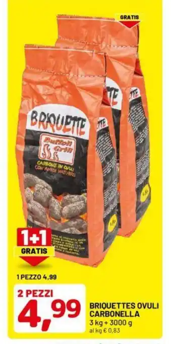 DPiù BRIQUETTES OVULI CARBONELLA 3 kg + 3000 g al kg offerta