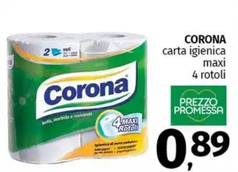 Pam CORONA carta igienica maxi 4 rotoli offerta