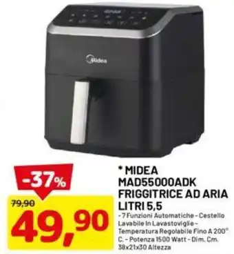 DPiù * MIDEA MAD55000ADK FRIGGITRICE AD ARIA LITRI 5,5 offerta