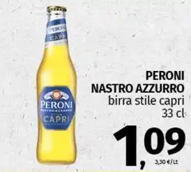 Pam PERONI NASTRO AZZURRO birra stile capri 33 cl offerta