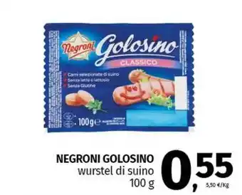 Pam NEGRONI GOLOSINO wurstel di suino offerta