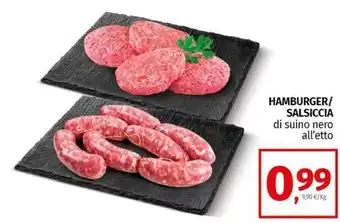 Pam HAMBURGER/ SALSICCIA di suino nero all'etto offerta