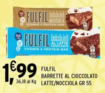 Gecop FULFIL BARRETTE AL CIOCCOLATO 36,18 al Kg LATTE/NOCCIOLA GR 55 offerta