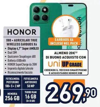 Unieuro HONOR X8B+ AURICOLARI TRUE WIRELESS EARBUDS X6 offerta