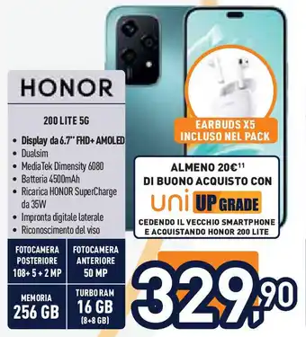 Unieuro HONOR 200 LITE 5G offerta