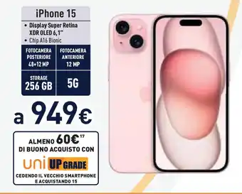 Unieuro iPhone 15 offerta