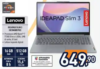 Unieuro Lenovo IDEAPAD SLIM 3 (82XM00571X) offerta