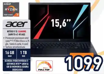 Unieuro acer NITRO V 15 GAMING (ANV15-41-R1AQ) offerta