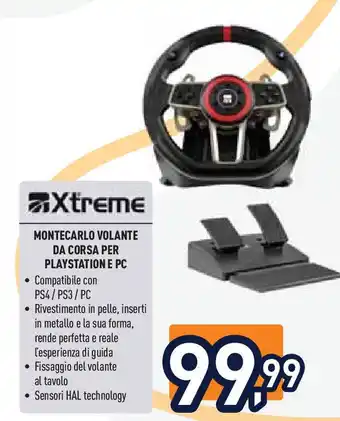 Unieuro Xtreme MONTECARLO VOLANTE DA CORSA PER PLAYSTATION E PC offerta