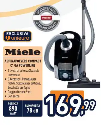 Unieuro Miele ASPIRAPOLVERE COMPACT C1 GA POWERLINE offerta
