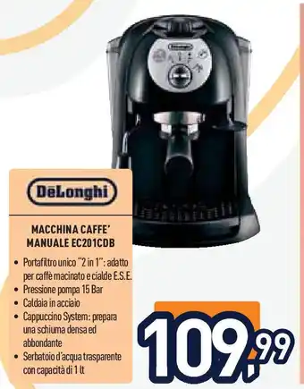Unieuro DeLonghi MACCHINA CAFFE' MANUALE EC201CDB offerta