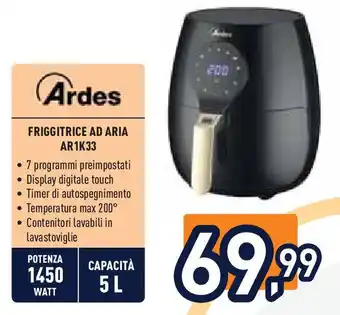 Unieuro Ardes FRIGGITRICE AD ARIA AR1K33 offerta