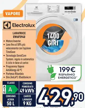 Unieuro Electrolux LAVATRICE EW6F594U offerta