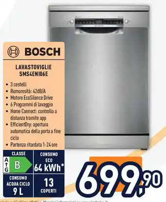 Unieuro BOSCH LAVASTOVIGLIE SMS4ENI06E offerta
