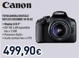 Unieuro Canon FOTOCAMERA DIGITALE REFLEX EOS2000D 18-55 DC offerta