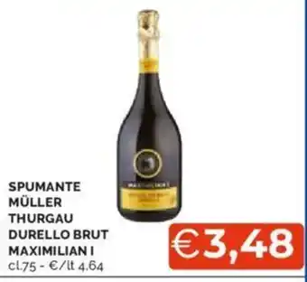 Mercatò SPUMANTE MÜLLER THURGAU DURELLO BRUT MAXIMILIAN I cl.75 offerta