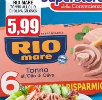 Jolly Market RIO MARE TONNO ALL'OLIO DI OLIVA GR.65X6 offerta