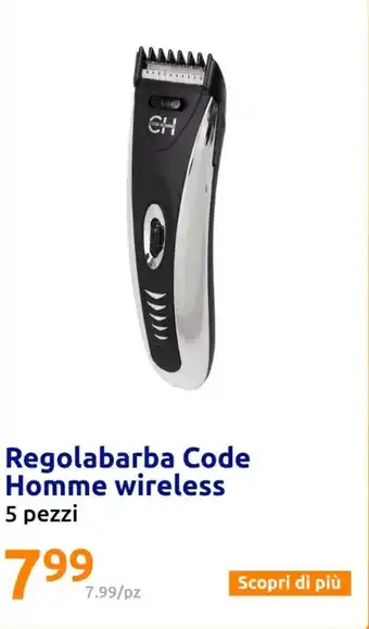 Action Regolabarba Code Homme wireless 5 pezzi offerta