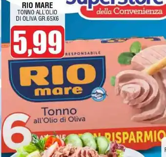 Jolly Market RIO MARE TONNO ALL'OLIO DI OLIVA GR.65X6 offerta