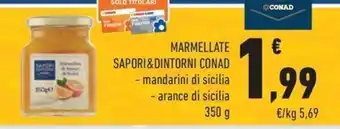 Conad Margherita MARMELLATE SAPORI&DINTORNI CONAD - mandarini di sicilia - arance di sicilia 350 g offerta