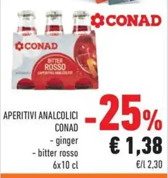 Conad Margherita APERITIVI ANALCOLICI CONAD - ginger bitter rosso 6x10 cl offerta