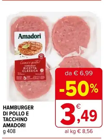 Iperal HAMBURGER DI POLLO E TACCHINO AMADORI g 408 offerta