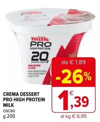 Iperal CREMA DESSERT PRO HIGH PROTEIN MILK cacao g 200 offerta