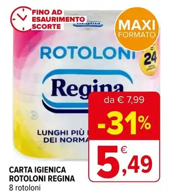 Iperal CARTA IGIENICA ROTOLONI REGINA 8 rotoloni offerta