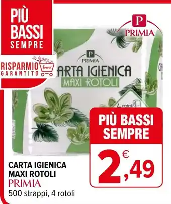 Iperal CARTA IGIENICA MAXI ROTOLI PRIMIA 500 strappi, 4 rotoli offerta