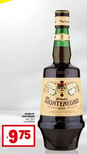 Metro AMARO 23° MONTENEGRO bott. 70 cl offerta