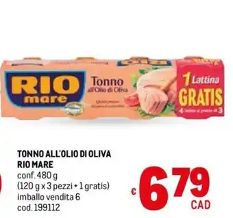 Metro TONNO ALL'OLIO DI OLIVA RIO MARE conf.480 g offerta