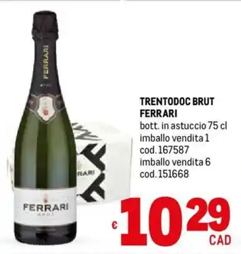 Metro TRENTODOC BRUT FERRARI bott. in astuccio 75 cl offerta