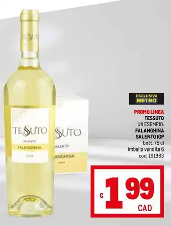 Metro TESSUTO FALANGHINA SALENTO IGP bott. 75 cl offerta