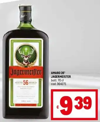 Metro AMARO 35° JAGERMEISTER bott. 70 cl offerta