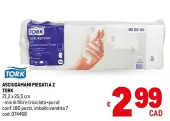 Metro TORK ASCIUGAMANI PIEGATI A Z offerta