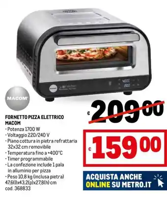 Metro MACOM FORNETTO PIZZA ELETTRICO offerta