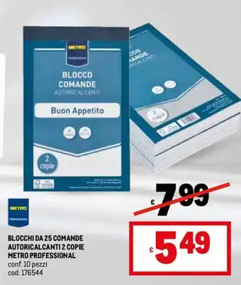 Metro BLOCCHI DA 25 COMANDE AUTORICALCANTI 2 COPIE METRO PROFESSIONAL offerta