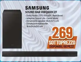 Expert SAMSUNG SOUND BAR HWQ600CZF offerta