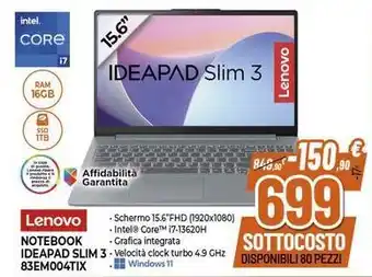 Expert Lenovo NOTEBOOK IDEAPAD SLIM 3 offerta