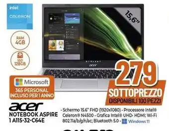 Expert acer NOTEBOOK ASPIRE 1 A115-32-C64E offerta