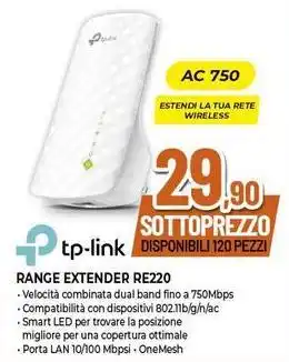 Expert tp link RANGE EXTENDER RE220 offerta