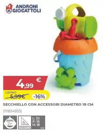 Toys Center SECCHIELLO CON ACCESSORI DIAMETRO 18 CM offerta