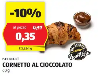 ALDI PAN DEL DÌ CORNETTO AL CIOCCOLATO 60 g offerta